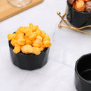 Ceramic Black Bowl Set With Metal Stand (set of 4)