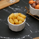 Ceramic White Bowl Set With Metal Stand (set of 4)