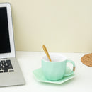 Ceramic Cup and Plate Set With Metal Spoon