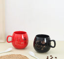 Solid Ceramic Cup Set With Spoon For Couples Set of 2