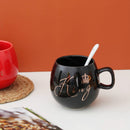 Solid Ceramic Cup Set With Spoon For Couples Set of 2