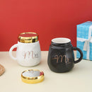 Mirror Lid Ceramic Coffee Mug Set Set of 2