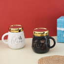 Mirror Lid Ceramic Coffee Mug Set Set of 2