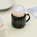 Ceramic Coffee Mug Set with Colorful Ball Lid Set of 2