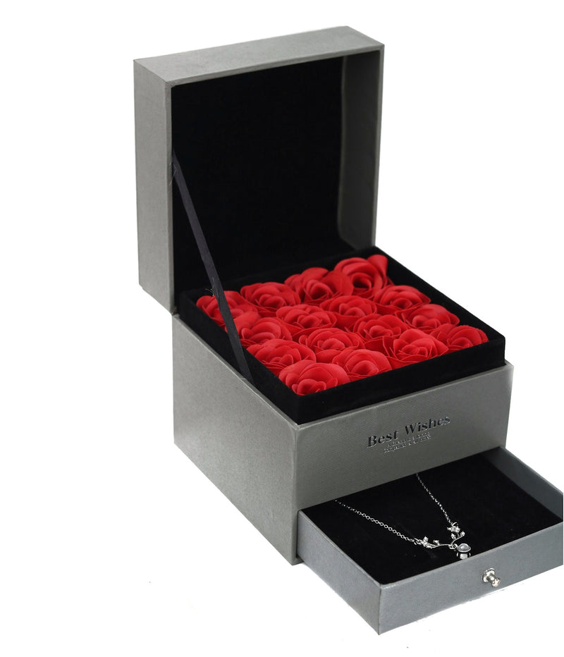 Artificial Rose Gift Set Box With Neckpiece