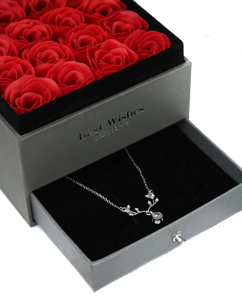 Artificial Rose Gift Set Box With Neckpiece