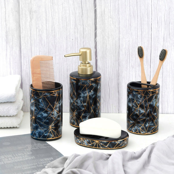 Golden Abstract Ceramic Bathroom Set Of 4 Pcs