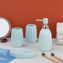 Ceramic Striped Design Glossy Bathroom Set Of 4 Pcs