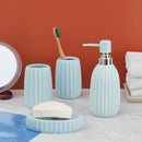 Ceramic Striped Design Glossy Bathroom Set Of 4 Pcs