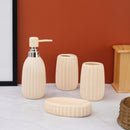 Ceramic Striped Design Glossy Bathroom Set Of 4 Pcs