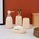 Ceramic Striped Design Glossy Bathroom Set Of 4 Pcs
