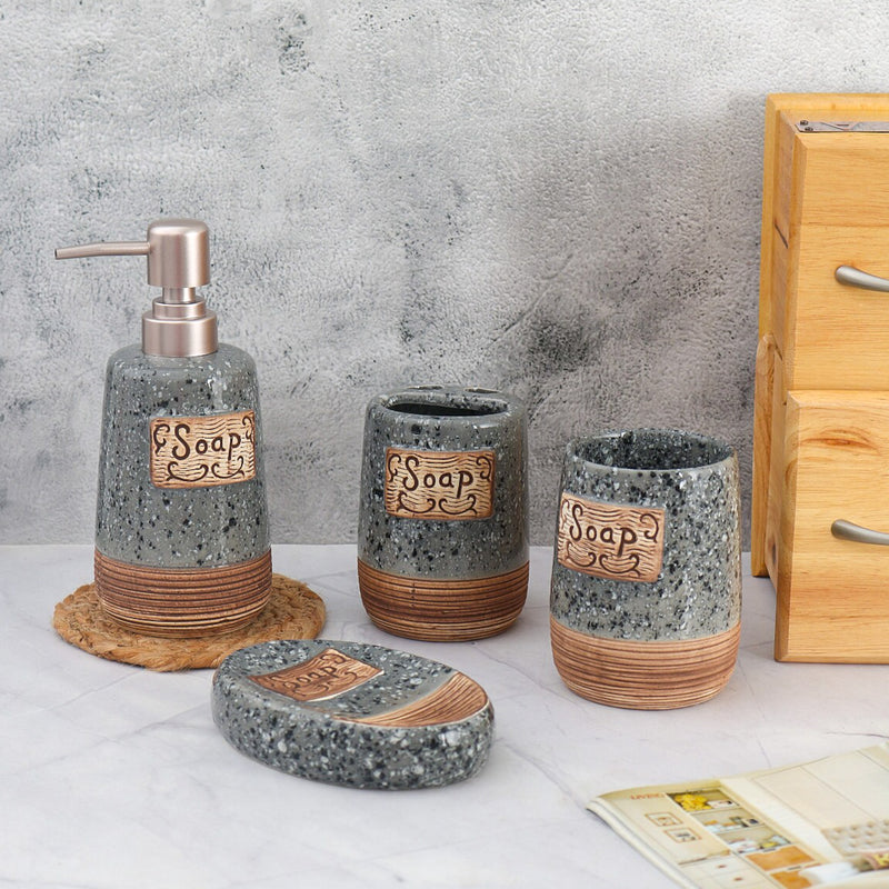 Soap Printed Ceramic Bathroom Set Of 4 Pcs