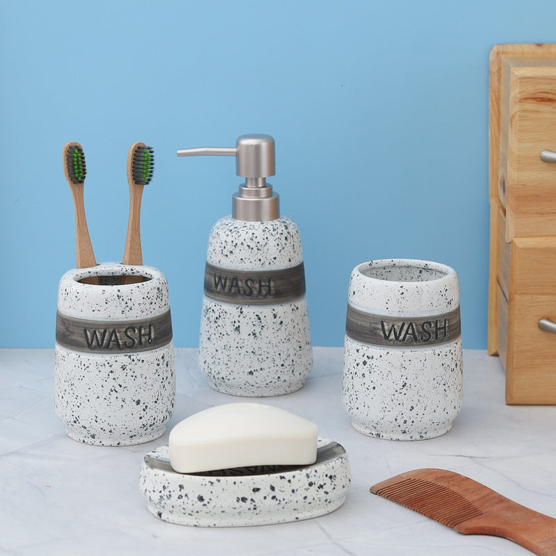 Wash Printed Ceramic Bathroom Set Of  4 Pcs