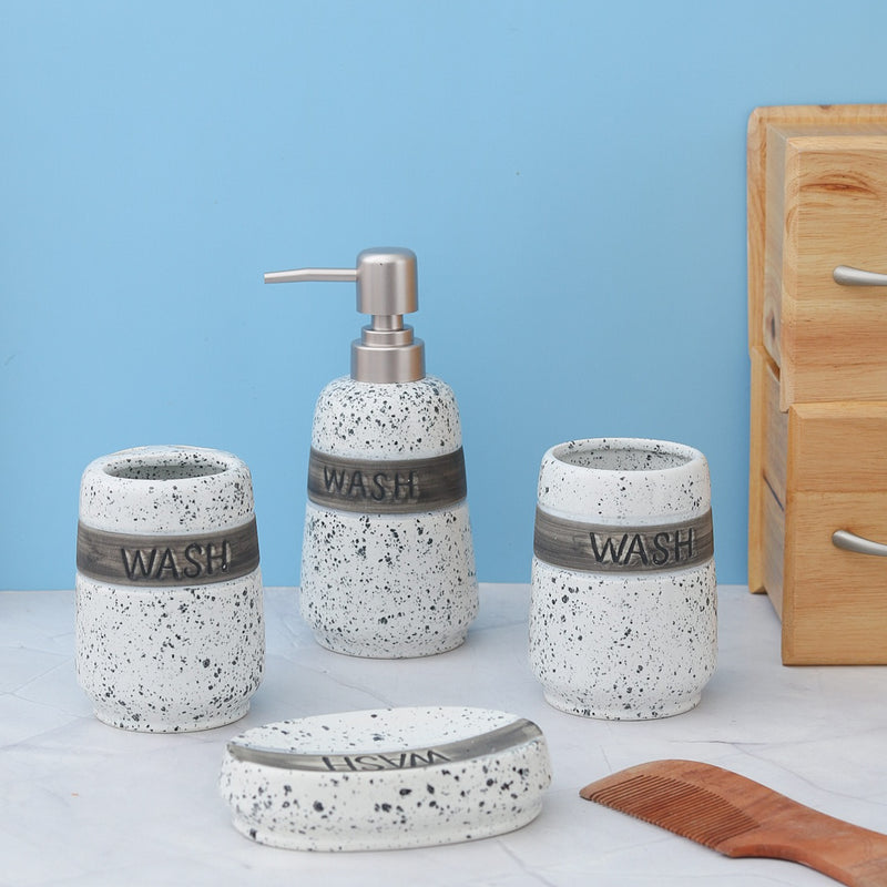 Wash Printed Ceramic Bathroom Set Of  4 Pcs