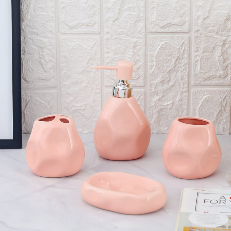 Hexagon Shape Ceramic Bathroom Set of 4 Pcs