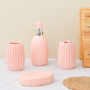 Ceramic Striped Design Glossy Bathroom Set Of 4 Pcs