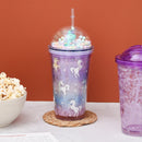All Over Unicorn Printed Sippers With Bubble Lid