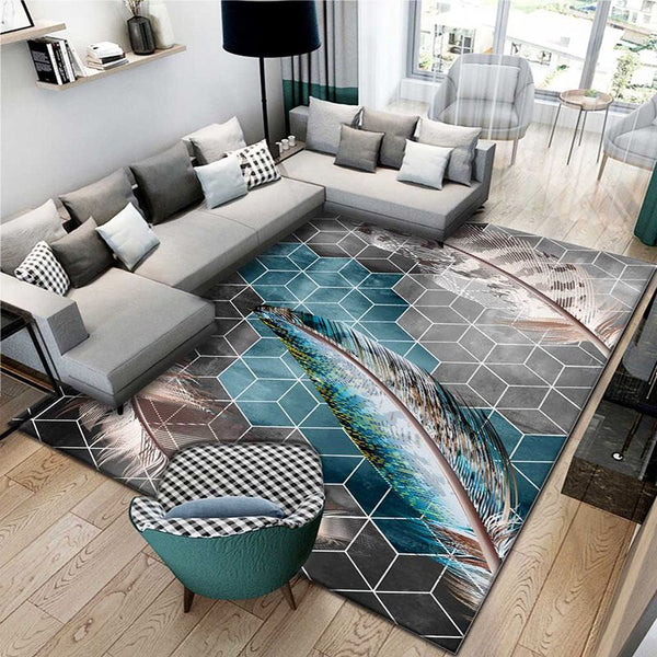Feather Design Aqua Modern Home Carpet