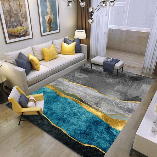 Abstract Wave Design Aqua Grey Morden Home Carpet