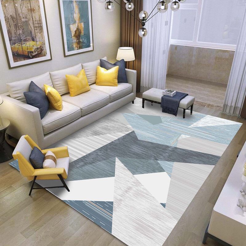 Pastel Triangle Pattern Sky Blue Modern Home Carpet