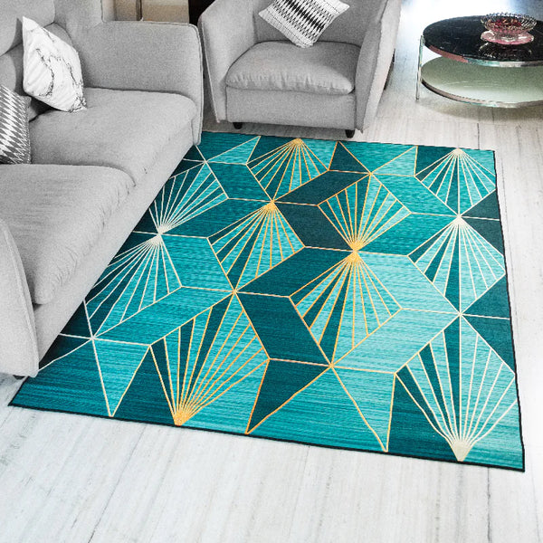 Diamond Cut Design Green Modern Home Carpet