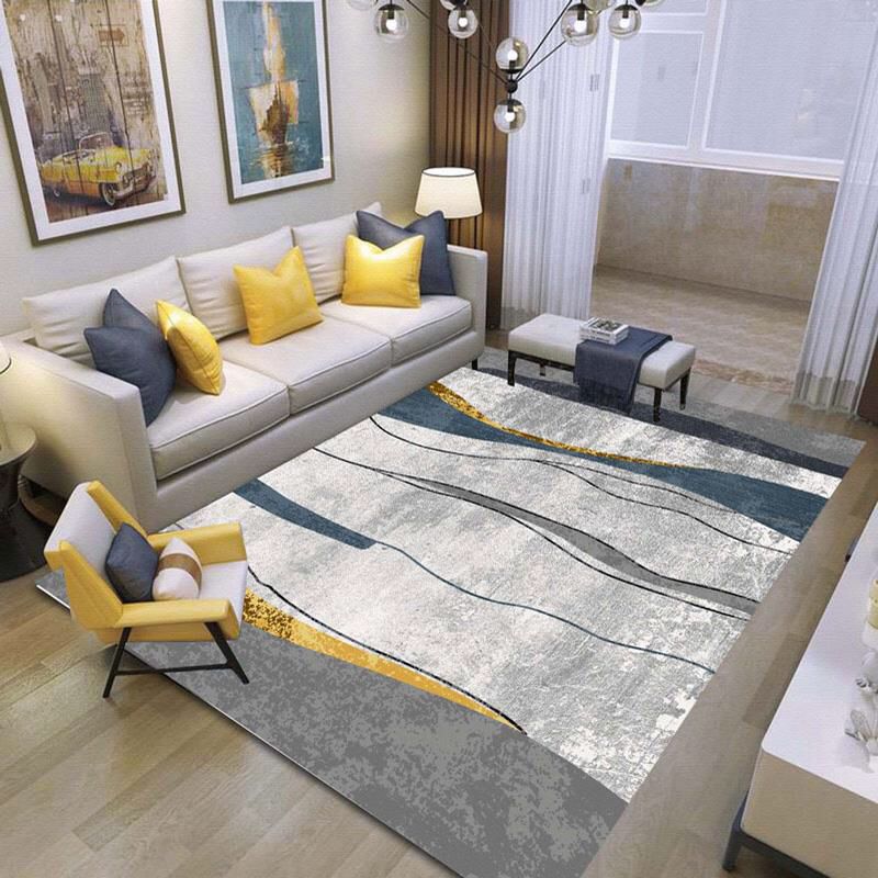 Artistic Waves Design Grey Modern Home Carpet