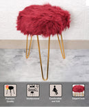 Comfortable and Soft Texture Round Maroon Fur Stool