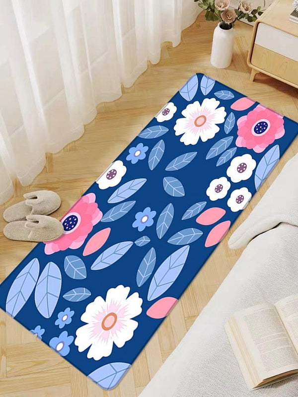 Decorative Flower & Leaf Design Soft Long Door Mat