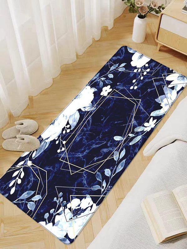 Moderate Blue Leaf Design Long Door mat