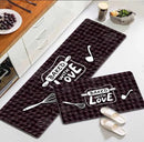 Cutlery Printed Deep Brown Kitchen Mats(Set of 2)