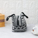 Vintage Pattern Portable Heat Insulated Black Tiffin Bag  Set of 2