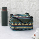 Vintage Pattern Portable Heat Insulated Blue Tiffin Bag Set of 2