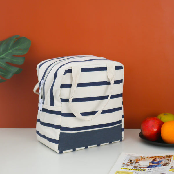 Stripe Design Heat Insulated Blue Tiffin Bag