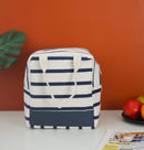 Stripe Design Heat Insulated Blue Tiffin Bag Set of 2