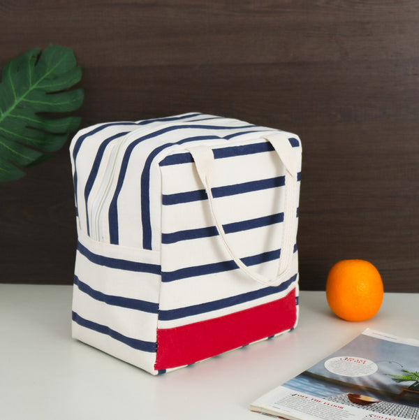 Stripe Design Heat Insulated Red Tiffin Bag