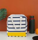 Stripe Design Heat Insulated Yellow Tiffin Bag Set of 2