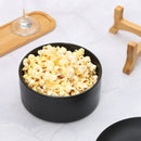 Ceramic Black Serving Bowl With Wooden Stand