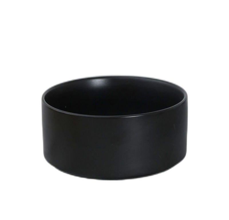 Ceramic Black Serving Bowl With Wooden Stand