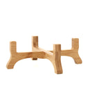 Ceramic Black Serving Bowl With Wooden Stand