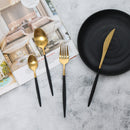 High Quality Black & Gold Metal Cutlery Set