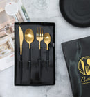 High Quality Black & Gold Metal Cutlery Set
