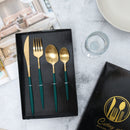 High Quality Bottle Green & Gold Metal Cutlery set
