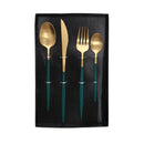 High Quality Bottle Green & Gold Metal Cutlery set