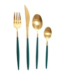 High Quality Bottle Green & Gold Metal Cutlery set