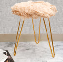 Comfortable and Soft Texture Round Beige Fur Stool