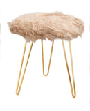 Comfortable and Soft Texture Round Beige Fur Stool