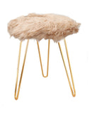 Comfortable and Soft Texture Round Beige Fur Stool