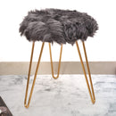 Comfortable and Soft Texture Round Black Fur Stool