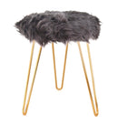 Comfortable and Soft Texture Round Black Fur Stool