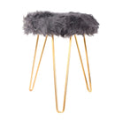 Comfortable and Soft Texture Round Black Fur Stool